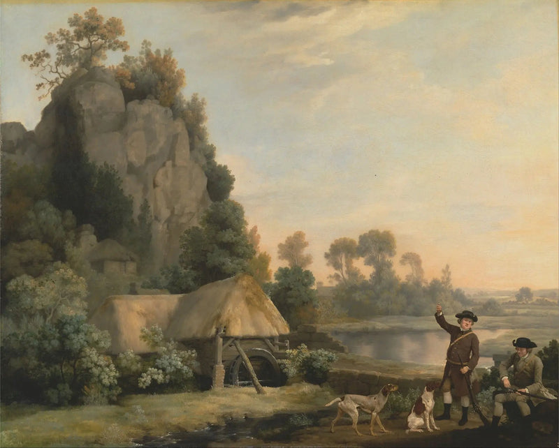 Dos caballeros yendo de caza, con vista a Creswell Crags, tomada en el lugar - George Stubbs