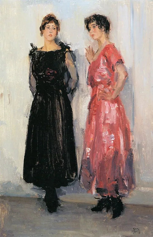 Dos modelos, Epi y Gertie, en la casa de moda Hirsch en Ámsterdam - Isaac Israel