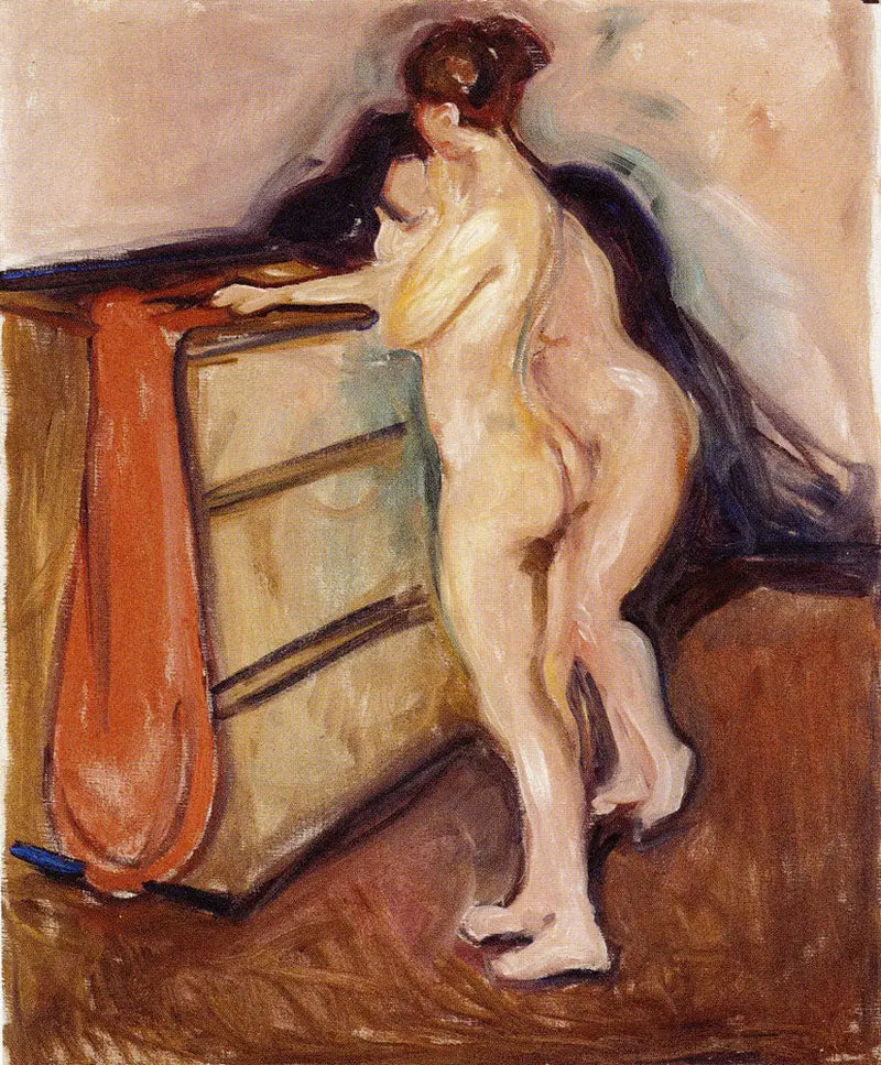 Dos desnudos de pie junto a una cómoda - Edvard Munch