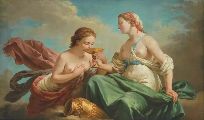 Dos ninfas, alegoría de los cinco sentidos - Louis Jean François Lagrenée