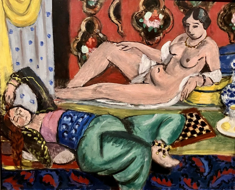 Dos odaliscas, una de ellas desnuda, fondo ornamental y de damero - Henri Matisse