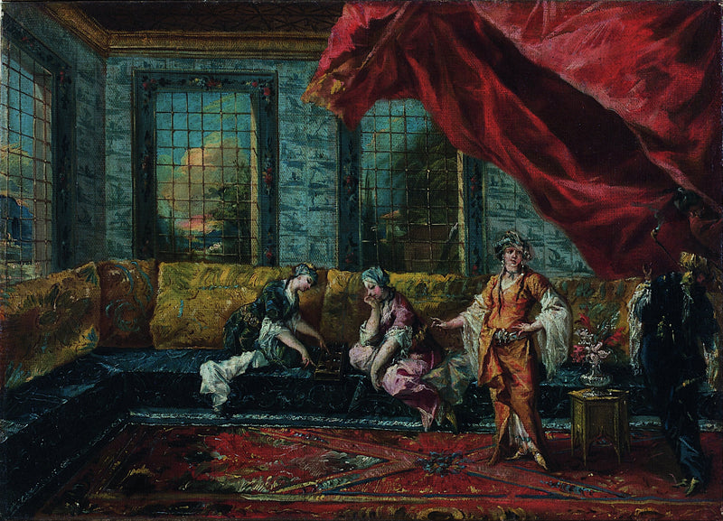 Dos odaliscas jugando al Mancala en el harén - Francesco Guardi