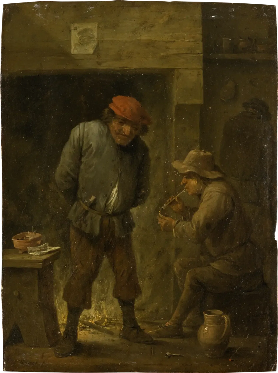 Dos campesinos en la esquina de la hoguera - David Teniers el Joven
