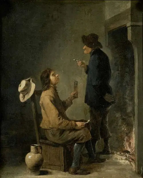 Dos campesinos fumando frente a una chimenea - David Teniers el Joven
