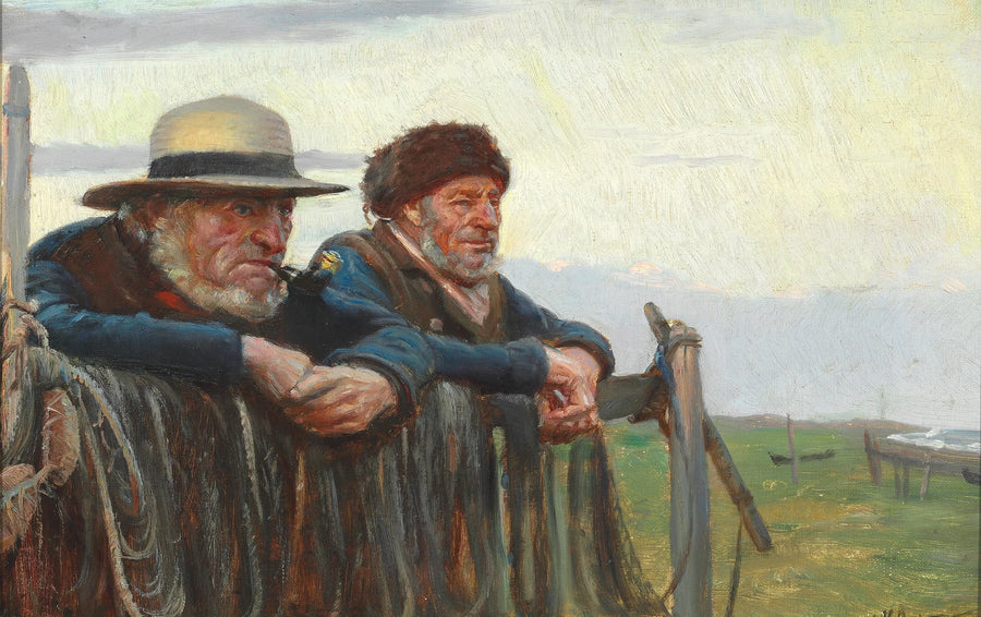 Dos pescadores observan el mar en la playa de Skagen. -Michael Peter Ancher