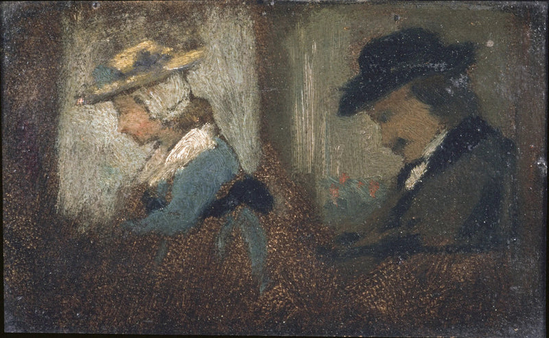 Dos personajes en un vagón de tren - Frédéric Bazille