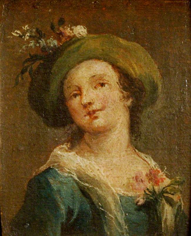 Dos cuadros: Una chica con sombrero de perfil y una chica con sombrero de frente (diptyque, panel derecho) - Francesco Guardi