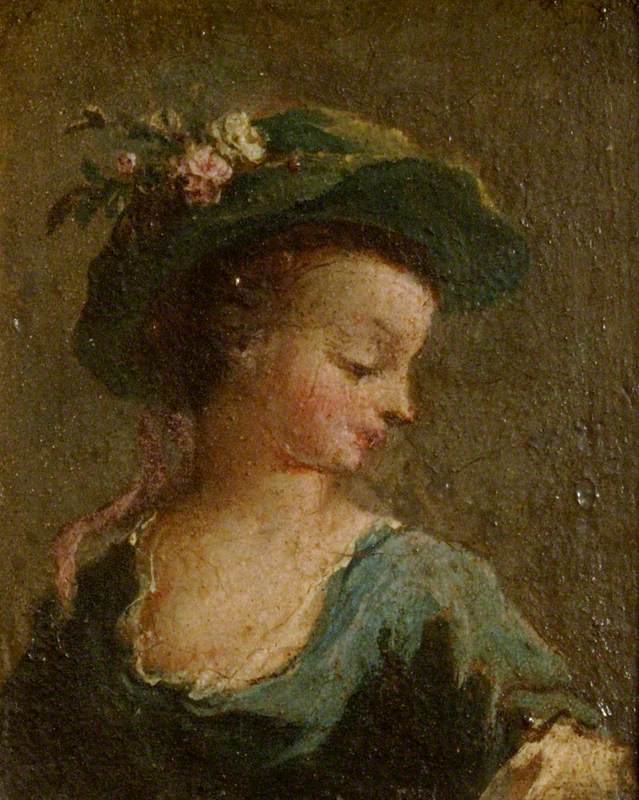 Dos cuadros: Una chica con sombrero de perfil y una chica con sombrero de frente (diptyque, panel izquierdo) - Francesco Guardi