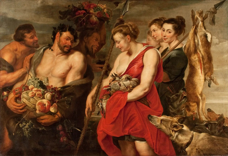 Diana presenta el cuadro con la presa a Pan - Peter Paul Rubens