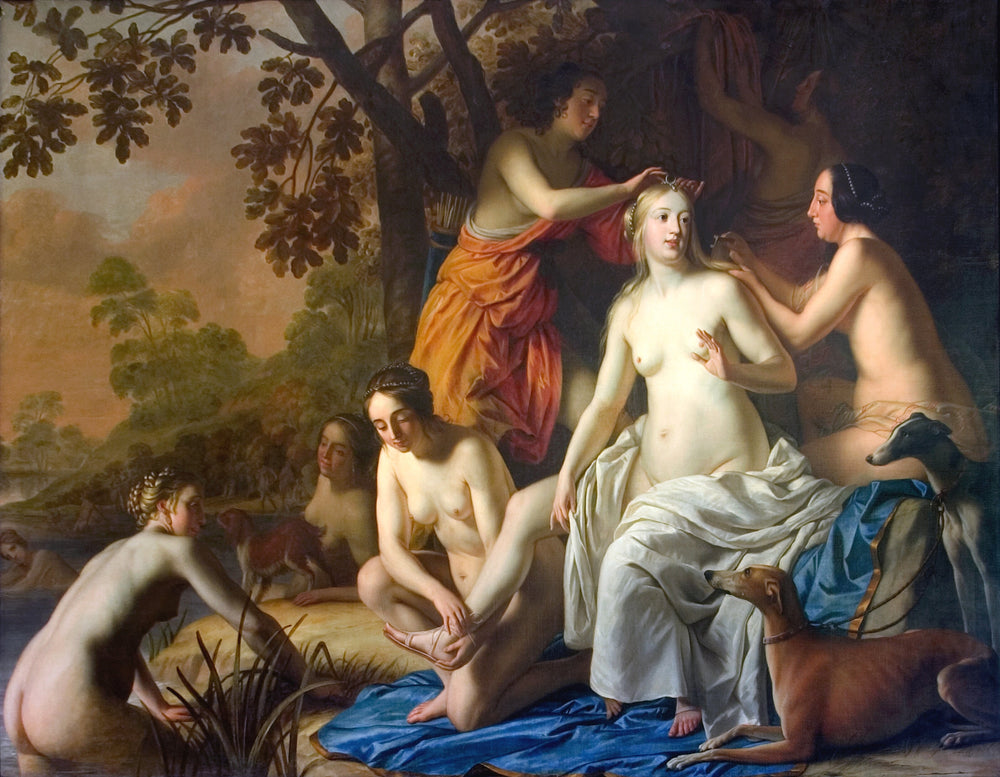 Diane avec ses nymphes - Gerrit van Honthorst image 1 copie peinte à la main à l’huile