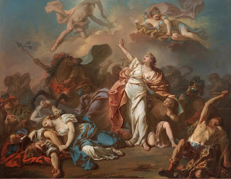 Diana y Apolo atravesando con sus flechas a los hijos de Níobe - Jacques-Louis David