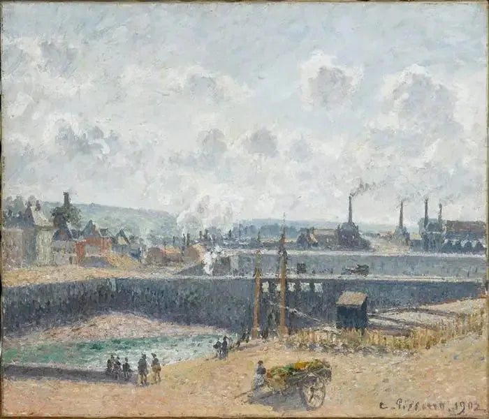 Dieppe, estanque Duquesne. Marea baja, sol, mañana - Camille Pissarro