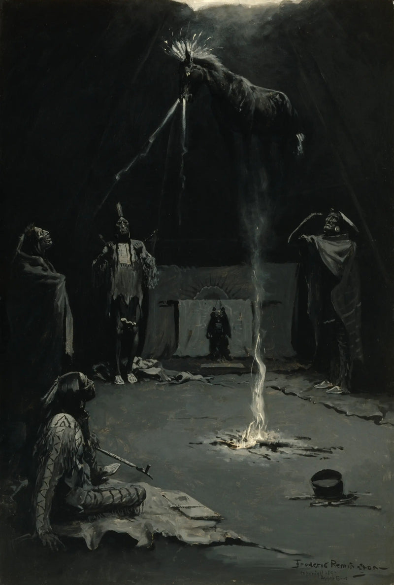 Dios del fuego indio (La marcha del caballo de medicina) - Frederic Remington