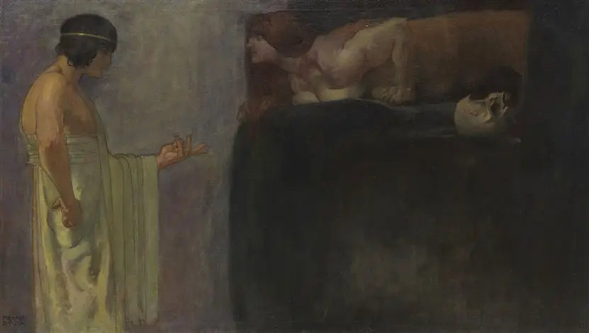 Edipo resuelve la enigma de la Esfinge - Franz von Stuck