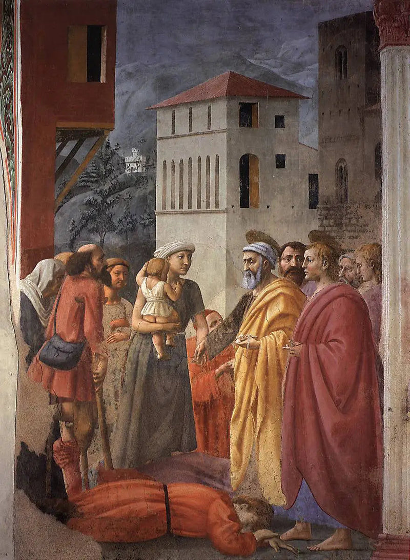 Distribución de la limosna y muerte de Ananías - Masaccio