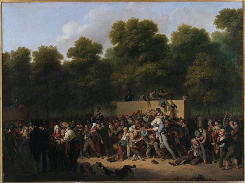 Distribución de vinos y comestibles en los Campos Elíseos, con motivo de la fiesta del rey - Louis-Léopold Boilly
