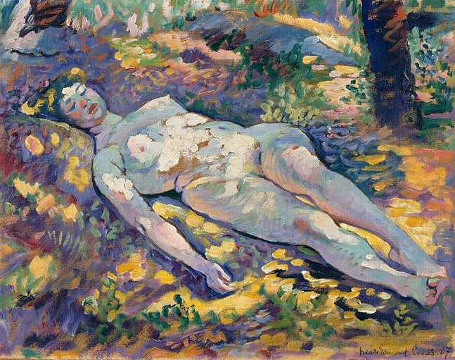 Almohada desnuda en el claro - Henri-Edmond Cross