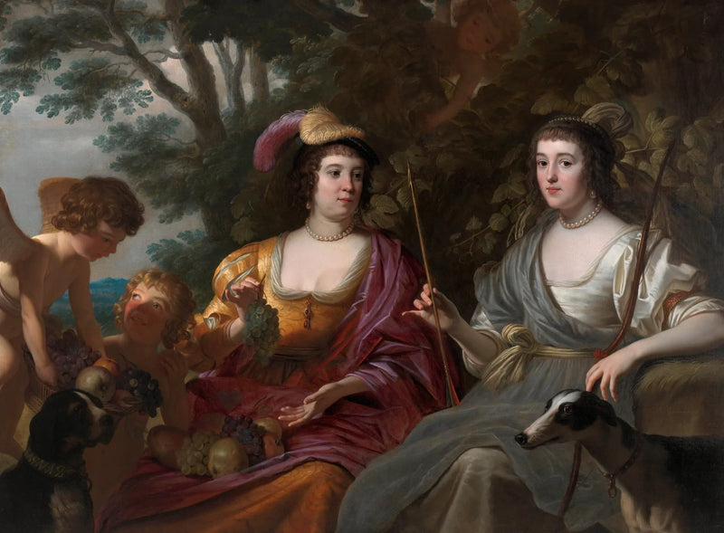 Doble retrato de Amalia van Solms y Charlotte de La Trémoïlle - Gerrit van Honthorst
