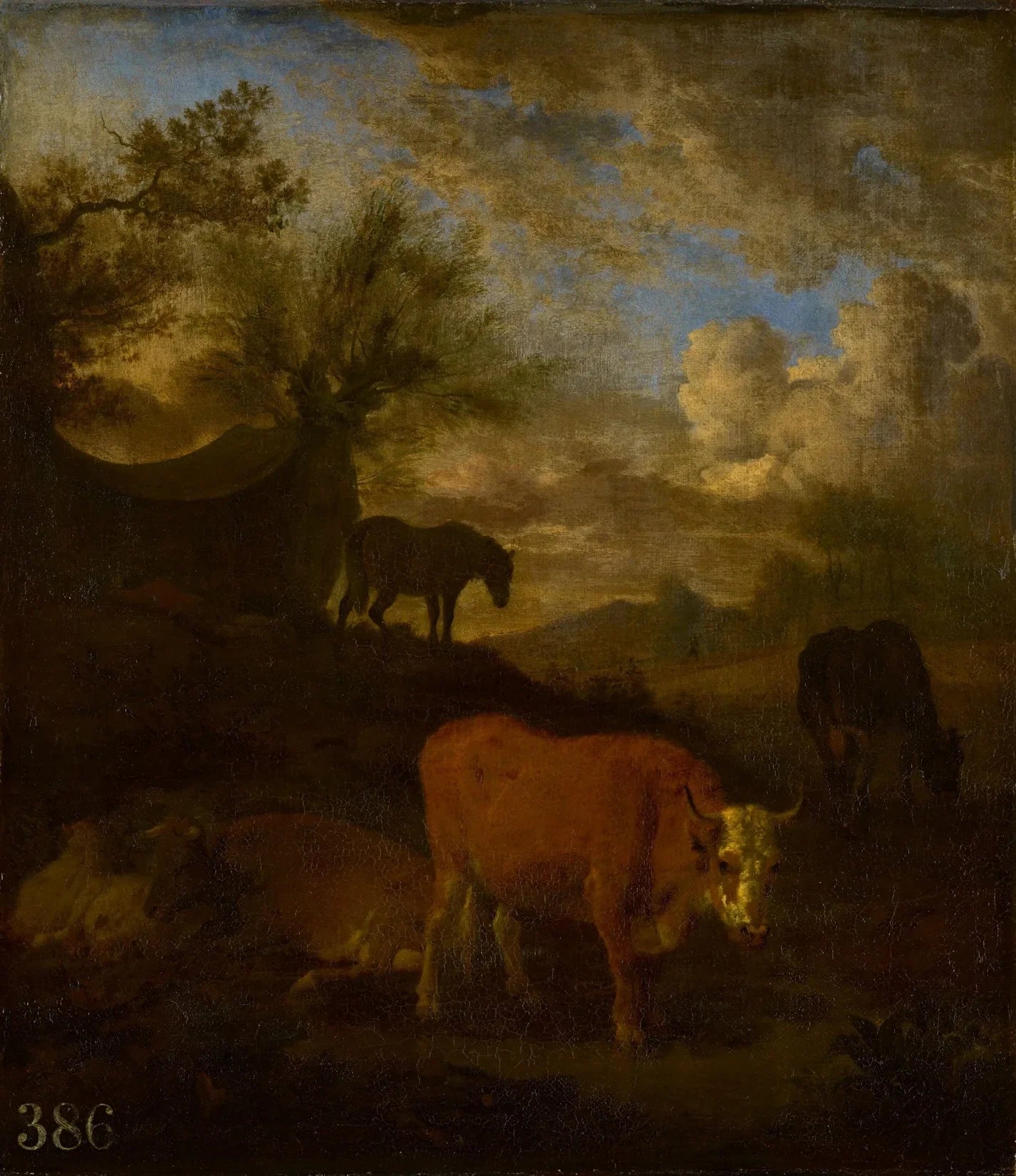 Du bétail, un cheval et un berger endormi - Adriaen van de Velde image 1 reproduction réalisée par Alpha Reproduction