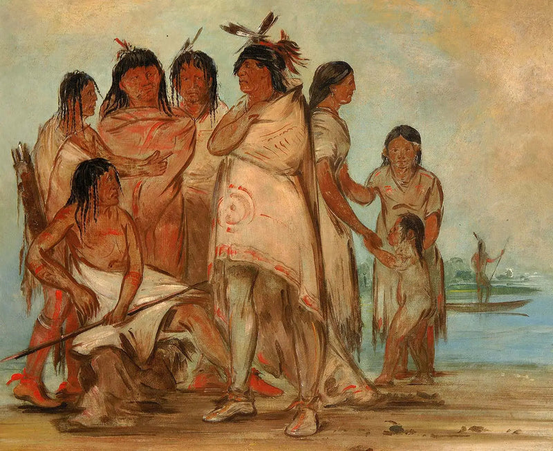 Du-cór-re-a, jefe de la tribu, y su familia - George Catlin