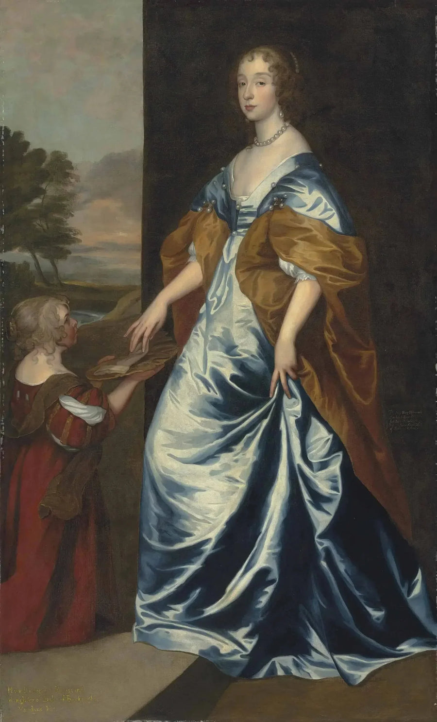 Duquesa de Lennox y Richmond (1622-1685) con su dama de compañía, la enana, Anne Shepherd - Antoine van Dyck
