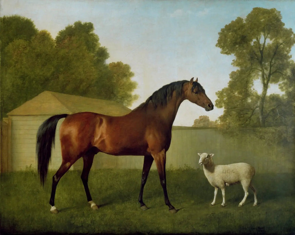 Dungannon, propriété du colonel O'Kelly, peint dans un paddock avec un mouton - George Stubbs image 1 reproduction réalisée par Alpha Reproduction
