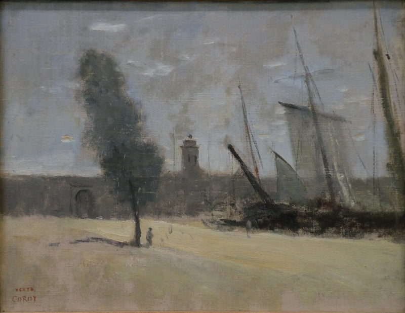 Dunkerque, murallas y puerta de entrada al puerto - Jean-Baptiste Camille Corot