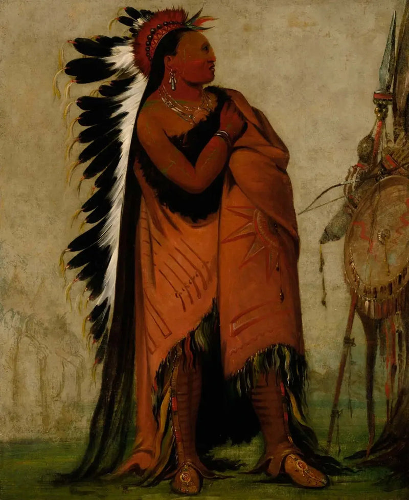 Eé-hee-a-duck-cée-a, Aquel que se ata el cabello antes - George Catlin