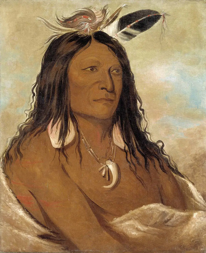 Éeshakoni, arco y carcaj, jefe principal de la tribu - George Catlin