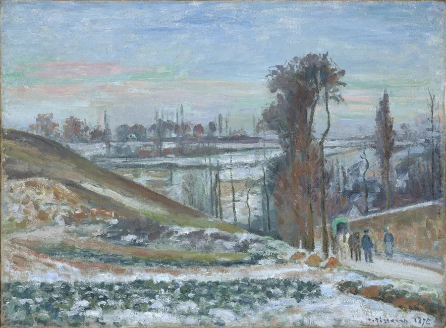 Efecto de nieve en el Hermitage, Pontoise - Camille Pissarro