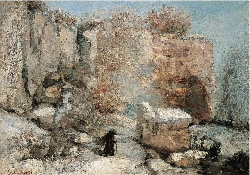 Efecto de nieve en una cantera - Gustave Courbet