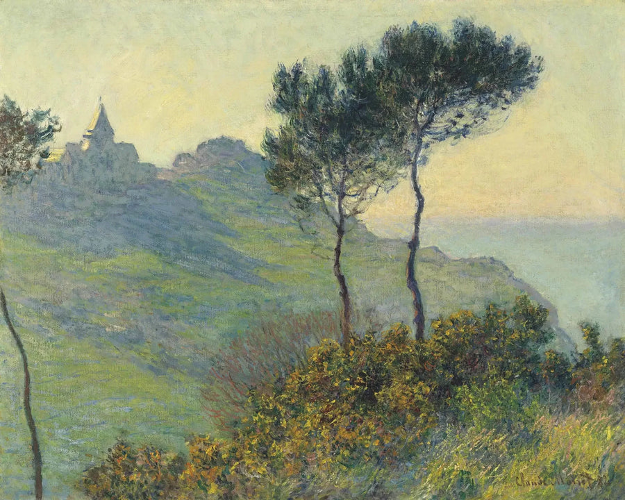 La Iglesia de Varengeville, poniendo el sol W726 - Claude Monet