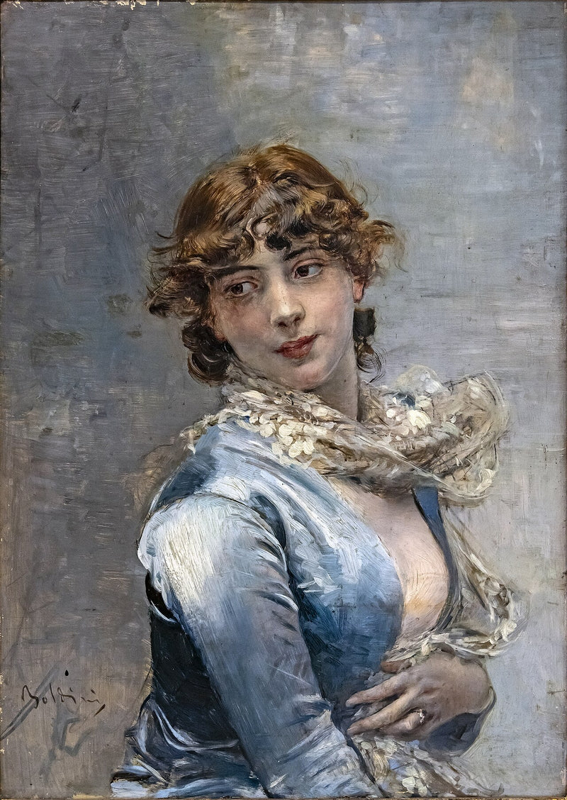 Elegante con vestido azul - Giovanni Boldini