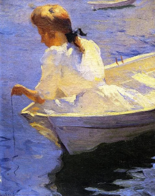 Éléonore dans le Dory - Frank Weston Benson image 1 tableau peint à l’huile sur toile