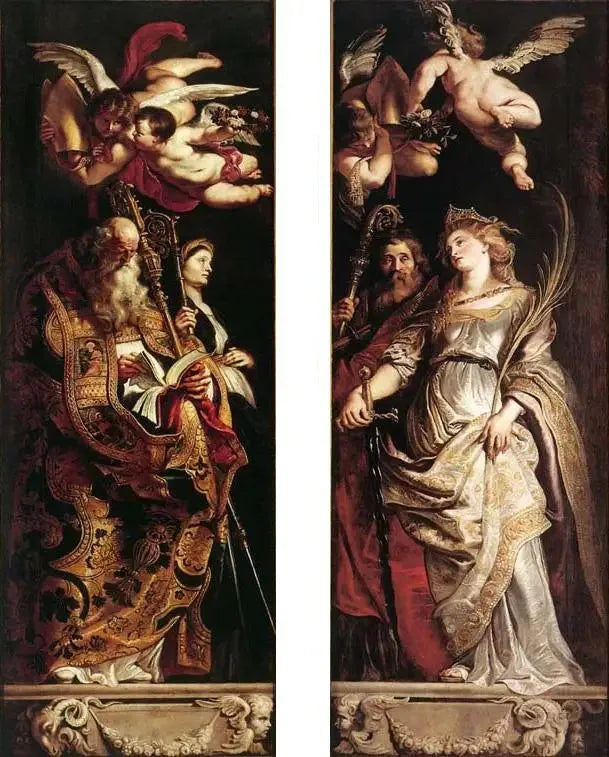 Elevación de la Cruz: santos Elías y Catalina - Peter Paul Rubens