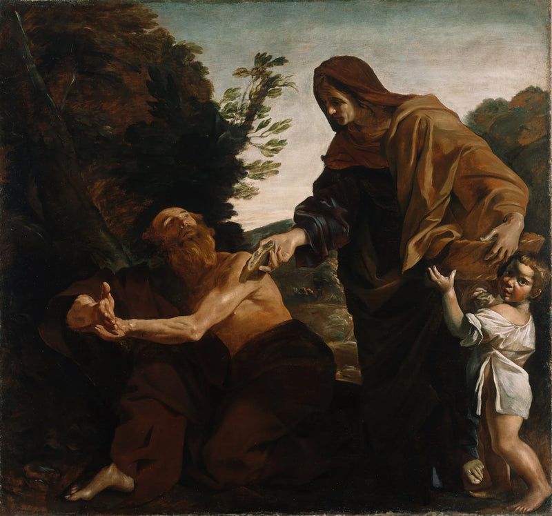 Elise recibiendo pan de la viuda de Sarepta - Giovanni Lanfranco