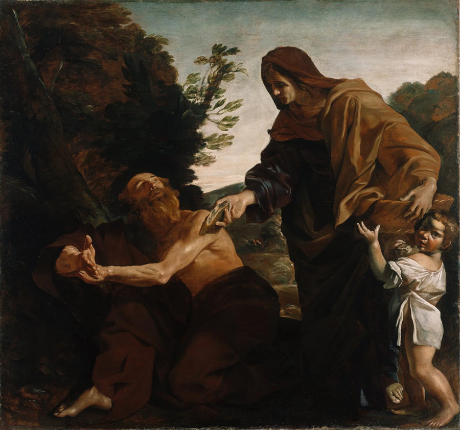 Elise recibiendo pan de la viuda de Sarepta - Giovanni Lanfranco