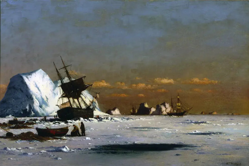 Esperando el deshielo (escena de caza de ballenas en el Ártico) - William Bradford