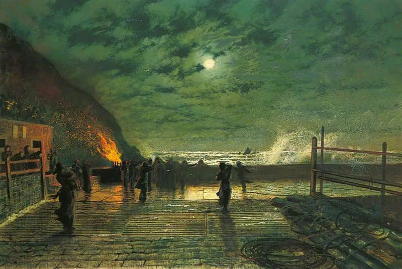 En peligro (La bengala del puerto) - John Atkinson Grimshaw