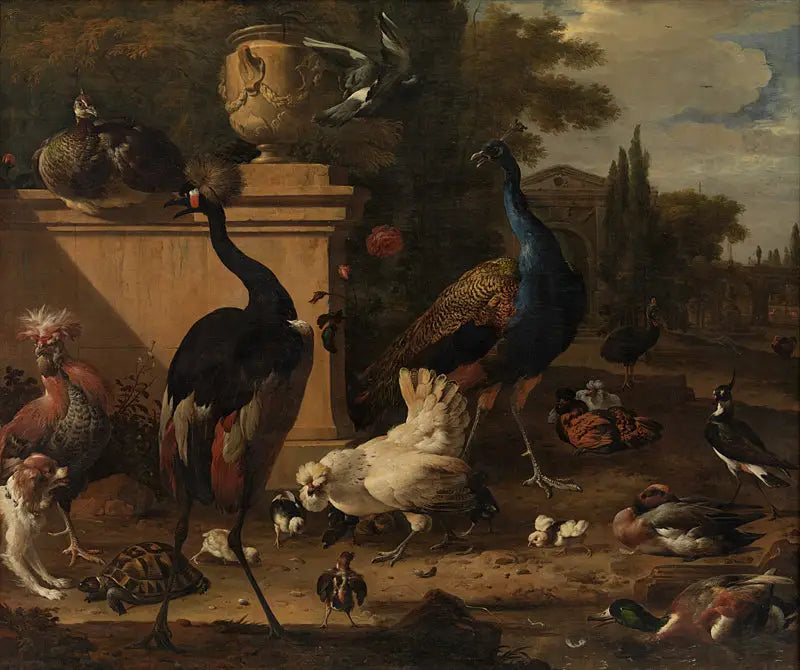 Recinto para gallinas en una mansión - Melchior de Hondecoeter