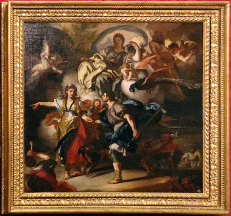 Enéias y Dido se dirigen hacia la cueva (boceto). - Francesco Solimena