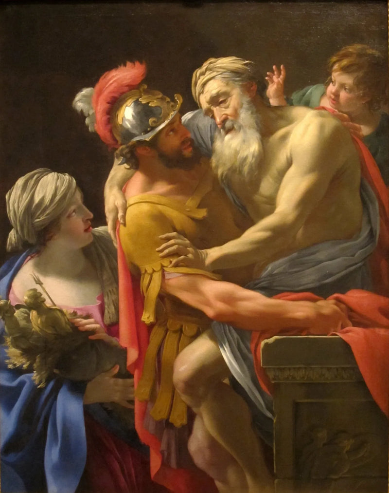 Eneas y Príamo huyendo de Troya - Simon Vouet