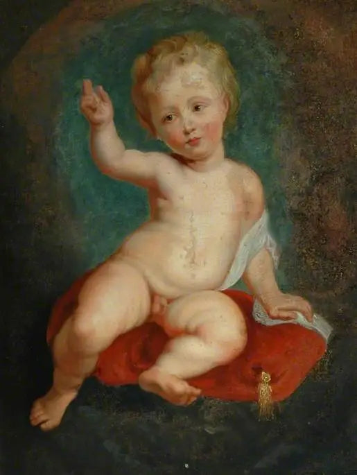 Niño sentado sobre un cojín rojo - Peter Paul Rubens