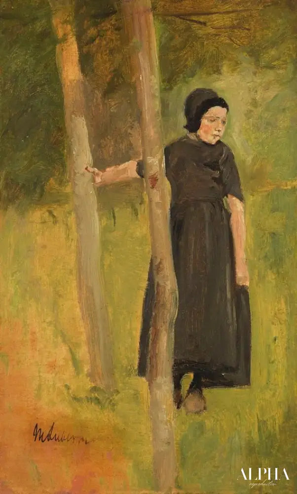 Enfant sous des arbres - étude concernant les "enfants jouent" - Max Liebermann - Reproductions de tableaux et peintures haut de gamme