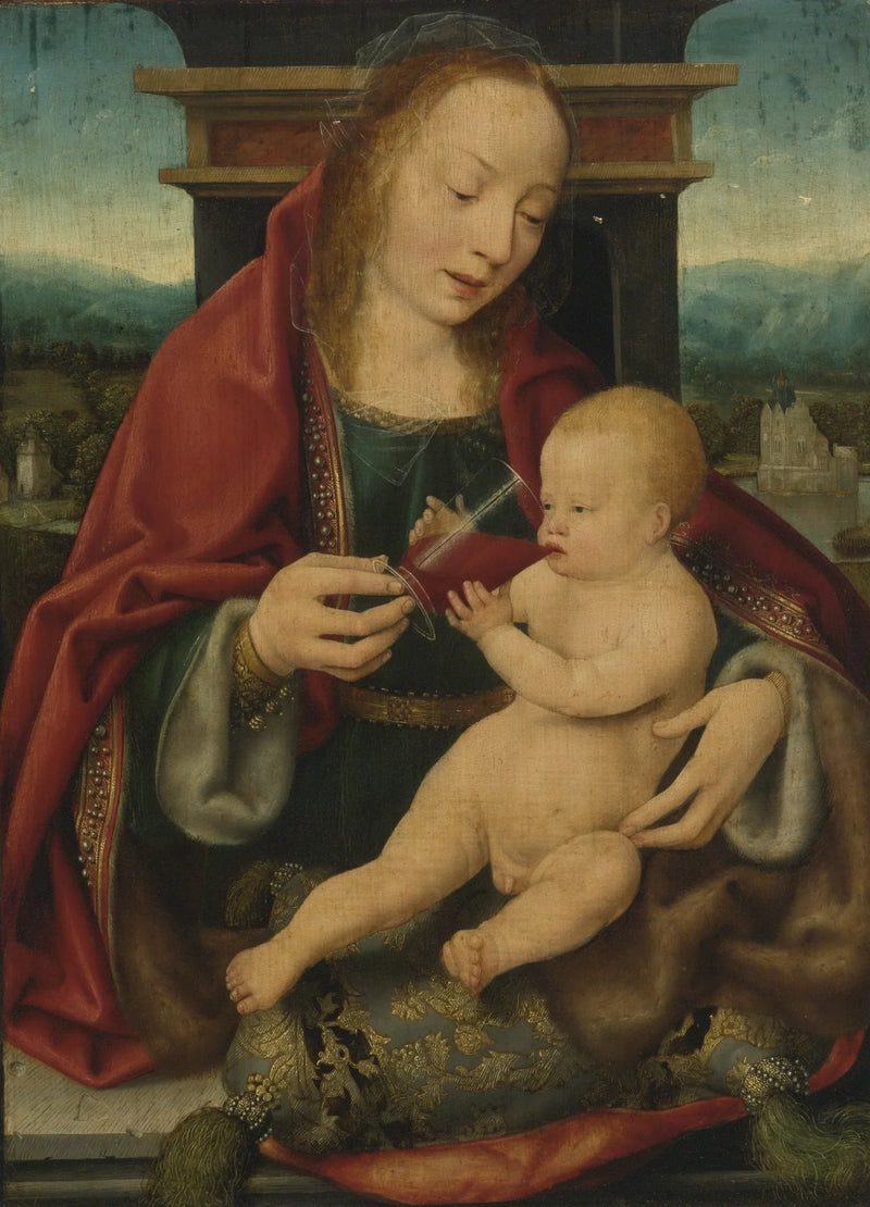 Niño Virgen y Bebedor de Vino - Joos van Cleve