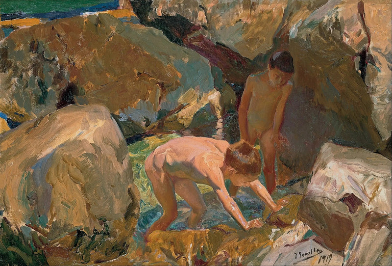 Niños buscando conchas - Joaquín Sorolla