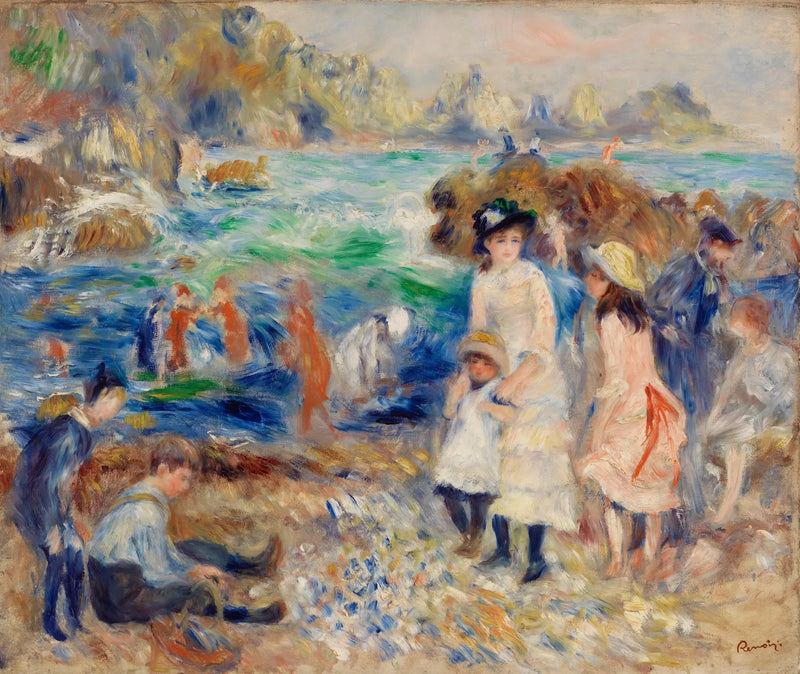 Niños en la orilla del mar en Guernsey - Pierre-Auguste Renoir