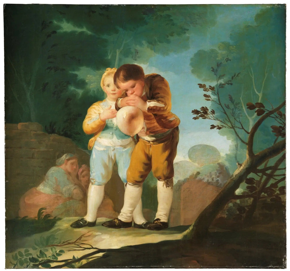Enfants gonflant une vessie - Francisco de Goya image 1 copie de tableau peinte à la main
