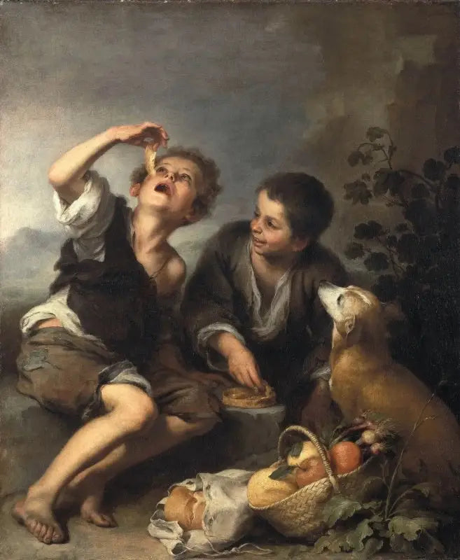 Niños comiendo un pastel - Bartolomé Esteban Murillo