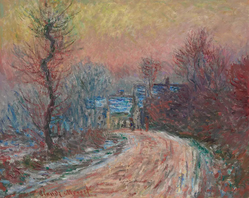 Entrada de Giverny en invierno, sol poniente - Claude Monet